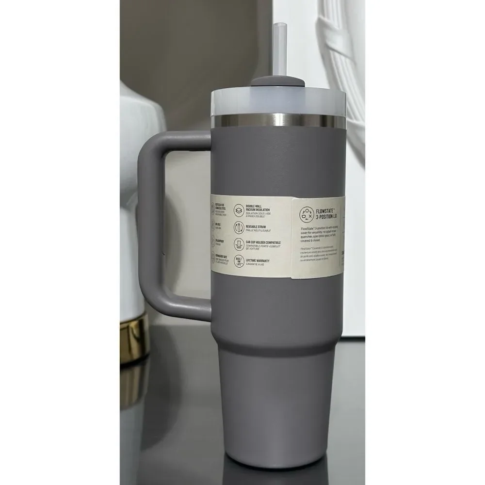 Stanley Quencher H2.0 FlowState Tumbler 30oz, STONE DARK GRAY - Picture 2 of 4